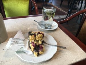 Vegan pie and tea at Café Lebenslust in Rothenburg Ob Der Tauber