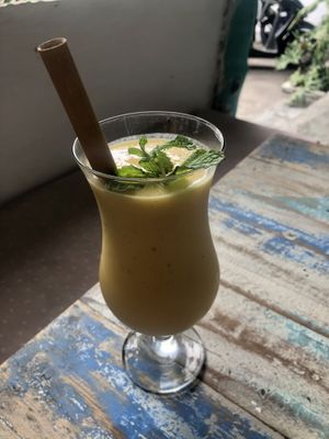 Mango pineapple coconut smoothie  at Sunny Cafe in Penida Island