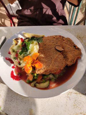 Seitan Schnitzel at Marie e Oli's in Armacao De Pera