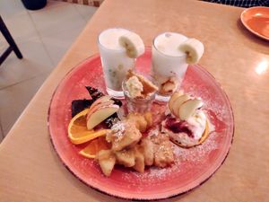 Dessert for 2, combination of 5 small desserts. at Marie e Oli's in Armacao De Pera