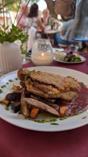 Vegan seitan cordon bleu , it exists, it’s good and here’s where you find it!  at Marie e Oli's in Armacao De Pera