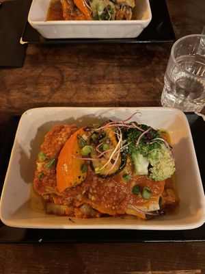 vegan lasagna   at Soya Cantine Bio in Paris