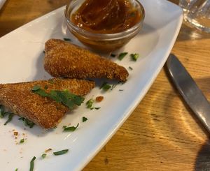 Deep fried tempeh   at Soya Cantine Bio in Paris