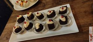 o Chocolate-vanilla-fruit creams

 at Soya Cantine Bio in Paris