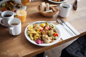 First plate at  the weekend brunch buffet (all you can eat) at Soya Cantine Bio in Paris