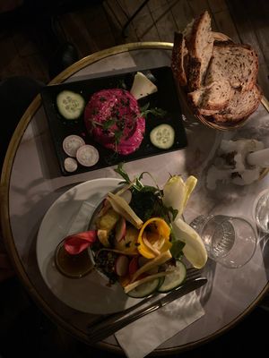 Small Salad & tofu with dip and bread  at Soya Cantine Bio in Paris