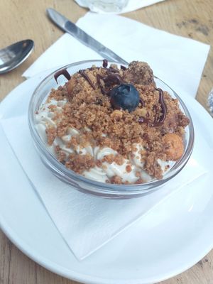 Dessert: vanilla chocolate cream at Soya Cantine Bio in Paris