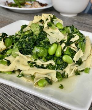 Mustard Greens and Tofu Sheets at House of Fortune in Rowland Heights