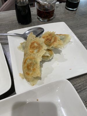 Fried dumplings. Only veggies and rice noodle insidee  at House of Fortune in Rowland Heights
