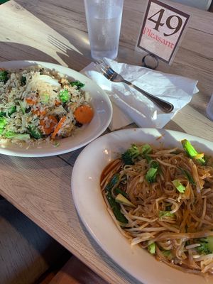 vegan pad thai add broccoli and #27 thai fried rice both AMAZING  at Fresh & Natural Thai Kitchen in Sedona