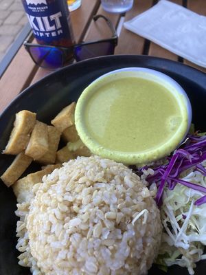 Rice with tofu and curry sauce at Fresh & Natural Thai Kitchen in Sedona