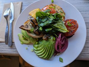 Big vegan brekkie available on request at Turners Beach Berry Patch in Turners Beach