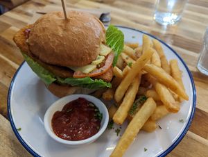 Vegan schnitzel at Sweet-Ness Cafe in Wynyard