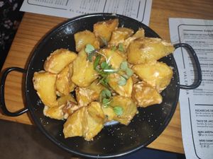 Bravas con salsa chipotle. at MESTIZA in Valencia