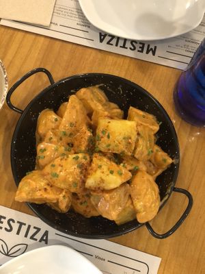 Bravas con salsa chipotle at MESTIZA in Valencia