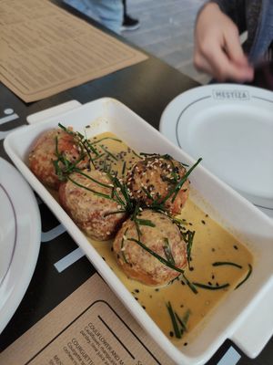 Abuela's meatballs at MESTIZA in Valencia