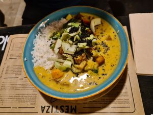 Massaman curry with rice at MESTIZA in Valencia