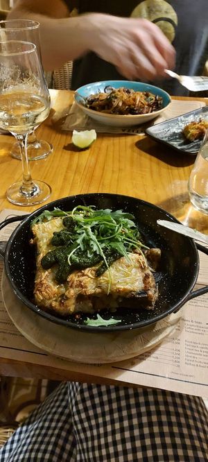 Greek moussaka, pad thai. at MESTIZA in Valencia