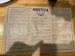 Menu  at MESTIZA in Valencia