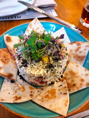 super delicious raw cauliflower tartare at MESTIZA in Valencia