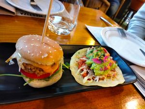 mini burger and mini taco at MESTIZA in Valencia