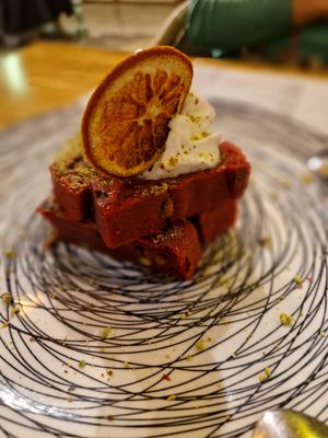 Beetroot infused bizcocho  at MESTIZA in Valencia