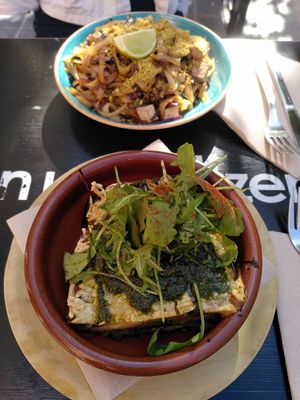Greek moussaka and pad thai at MESTIZA in Valencia