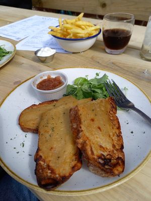 Rarebit with onion chutney and watercress at Needlemakers in Lewes