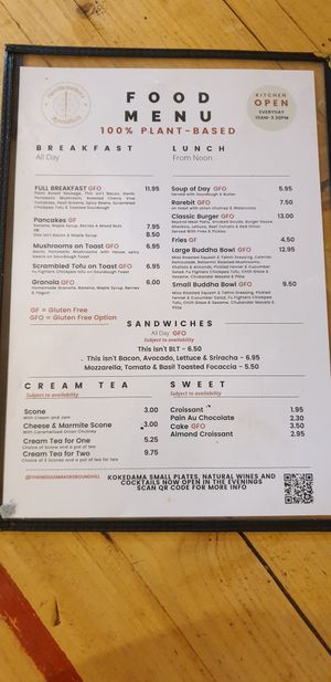 Menu at Needlemakers in Lewes