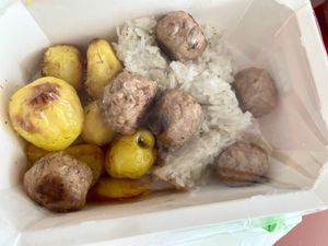 Vegan meatball bowl with rice and potatoes   at Nutrio Bar - Knyaz Boris in Varna