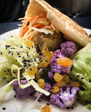 Our fresh falafel sandwich! at Montroy Caféteria in Montreuil