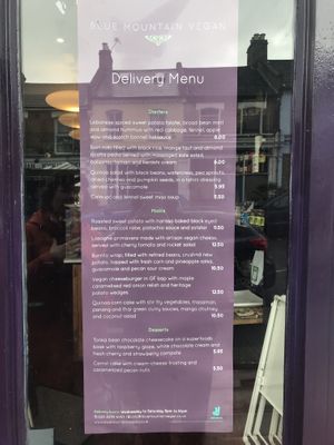 Menu  at Blue Mountain Vegan in South East London