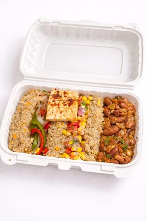 Wholesome Meal Bowl -made with lean protein, quinoa, raw and cooked vegetables at Tralata in Mumbai