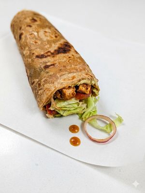 Whole-wheat Wrap - Everything from the tortilla to spreads, fillings, mayo-replacement oil-free spread is made in-house at Tralata in Mumbai