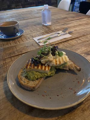 Halloumi with avocado on toast  at Utopia in Inverness
