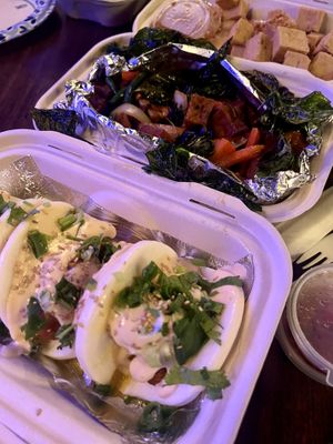 Orange Tofu Bao with Vegan Sriracha Aiolii  at My Thai Maui in Kahului