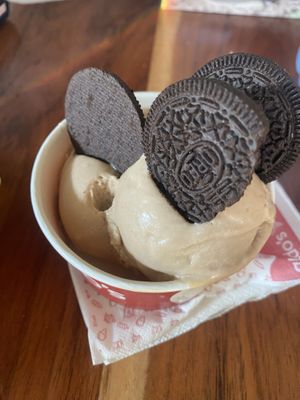 Hazelnut ice cream (I asked with oreo)  at Aldo's Gelato in Playa Del Carmen