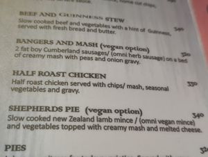Menu at The Irish Embassy in Koh Lanta