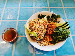 Vegan Tofu Saab with Rice Noodle Salad at Humble Berlin in Berlin