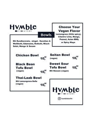 Bowls menu at Humble Berlin in Berlin