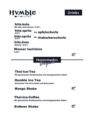 Cold drinks menu at Humble Berlin in Berlin