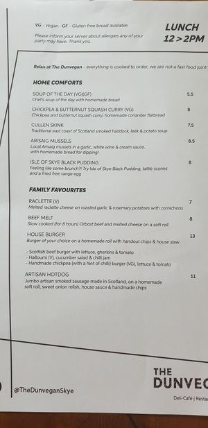 Menu at The Dunvegan in Isle Of Skye
