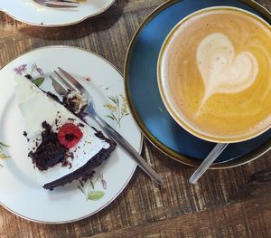 Chocolate, banana and caramel cake. Latte with oat milk.  at The Dunvegan in Isle Of Skye