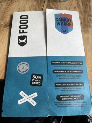 front of menu  at BrewDog - Canary Wharf in East London