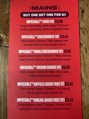 Impossible Menu (limited edition March 2025)  at BrewDog - Canary Wharf in East London