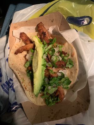 soy curl taco $4 dryyy but pretty good flavor and filling for just one taco at Hamburguesas El Gordo in St Paul