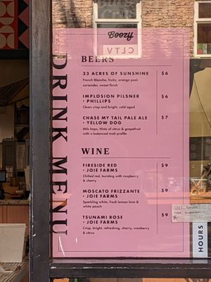 Beer and Wine menu at Burger Crush in Victoria