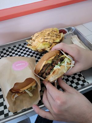 Burger and crush fries at Burger Crush in Victoria