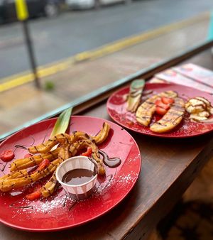 Vegan desserts- churros and caramelised banana at No Manches in Wakefield