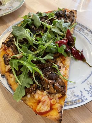 Shroom & Vegan Chorizo Flatbread 🌶 at Bloom in Chicago